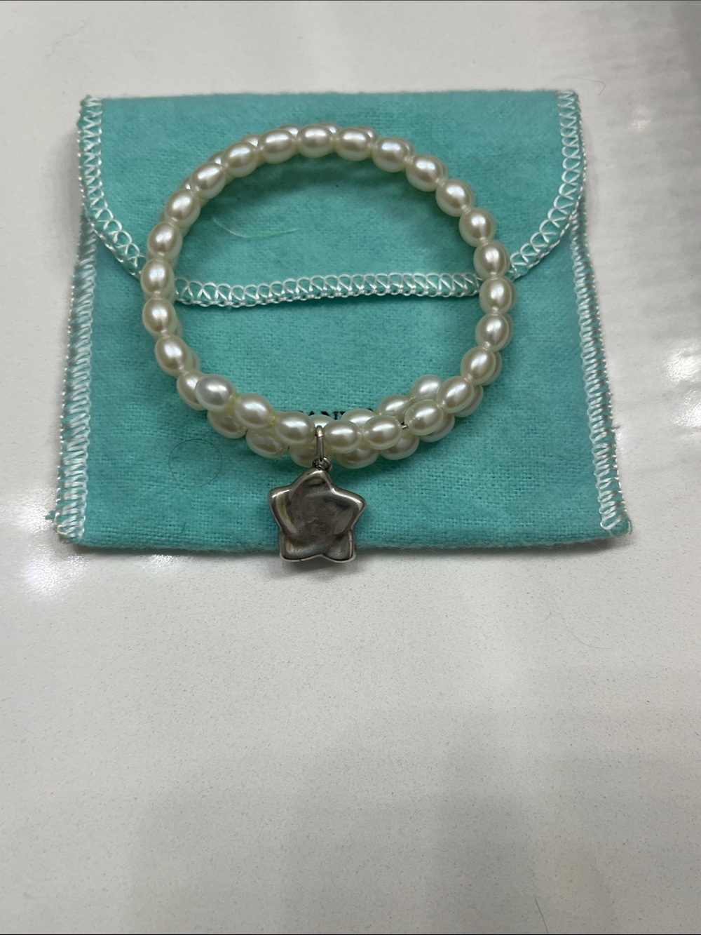 Tiffany & Co. White Pearl Wrap Bracelet with Elsa Perretti Star Charm